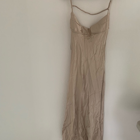 ZARA CHAMPAGNE SATIN EFFECT SLIP DRESS size large new tags - Picture 7 of 16
